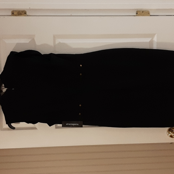 New W/Tags Women's Black Sharagano Stretch Sleeveless Dress Size 12 - Picture 6 of 10